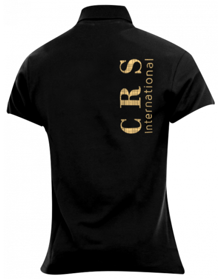 Polo Donna nera logo CRS scritta verticale