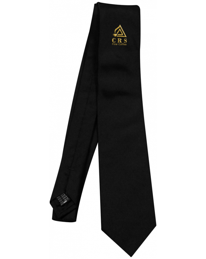 Cravatta Nera con Logo Crs Oro