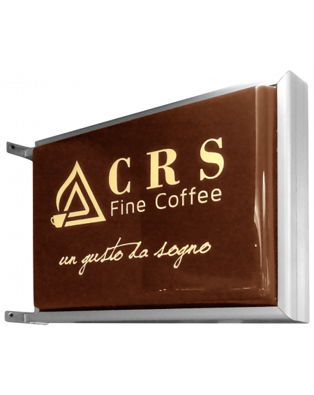 Insegna Luminosa Bifacciale con Logo Oro CRS Fine Coffee